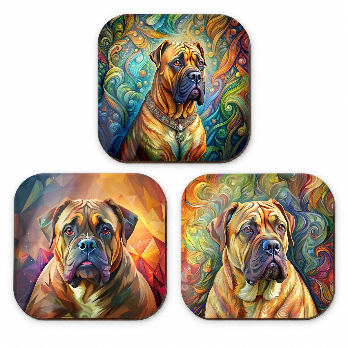 Bullmastiff Dog French Art Fridge Magnet Set