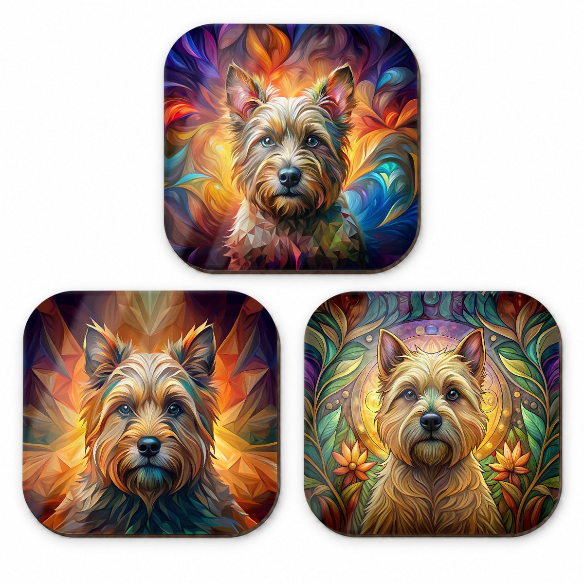 Cairn Terrier Dog Abstract Art Fridge Magnet Set
