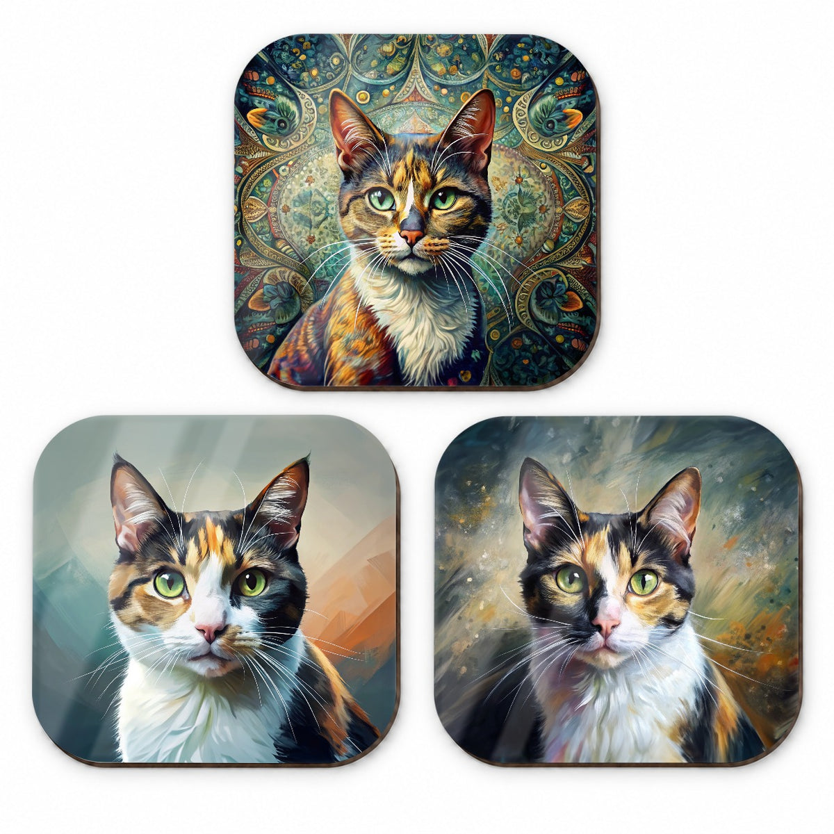 Calico Cat French Art Fridge Magnet Set