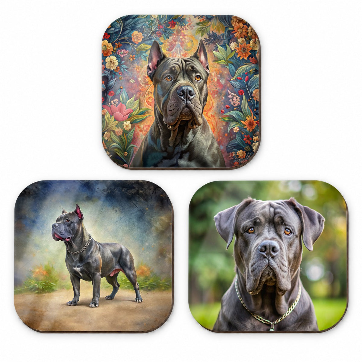 Cane Corso Dog Photo Illustration Fridge Magnet Set