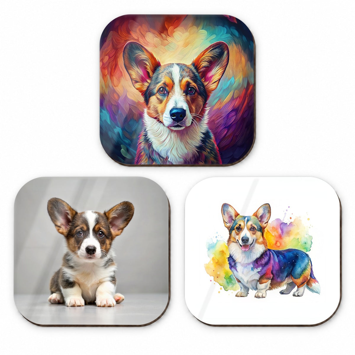 Cardigan Welsh Corgi Dog Modern Photo Art Fridge Magnet Set