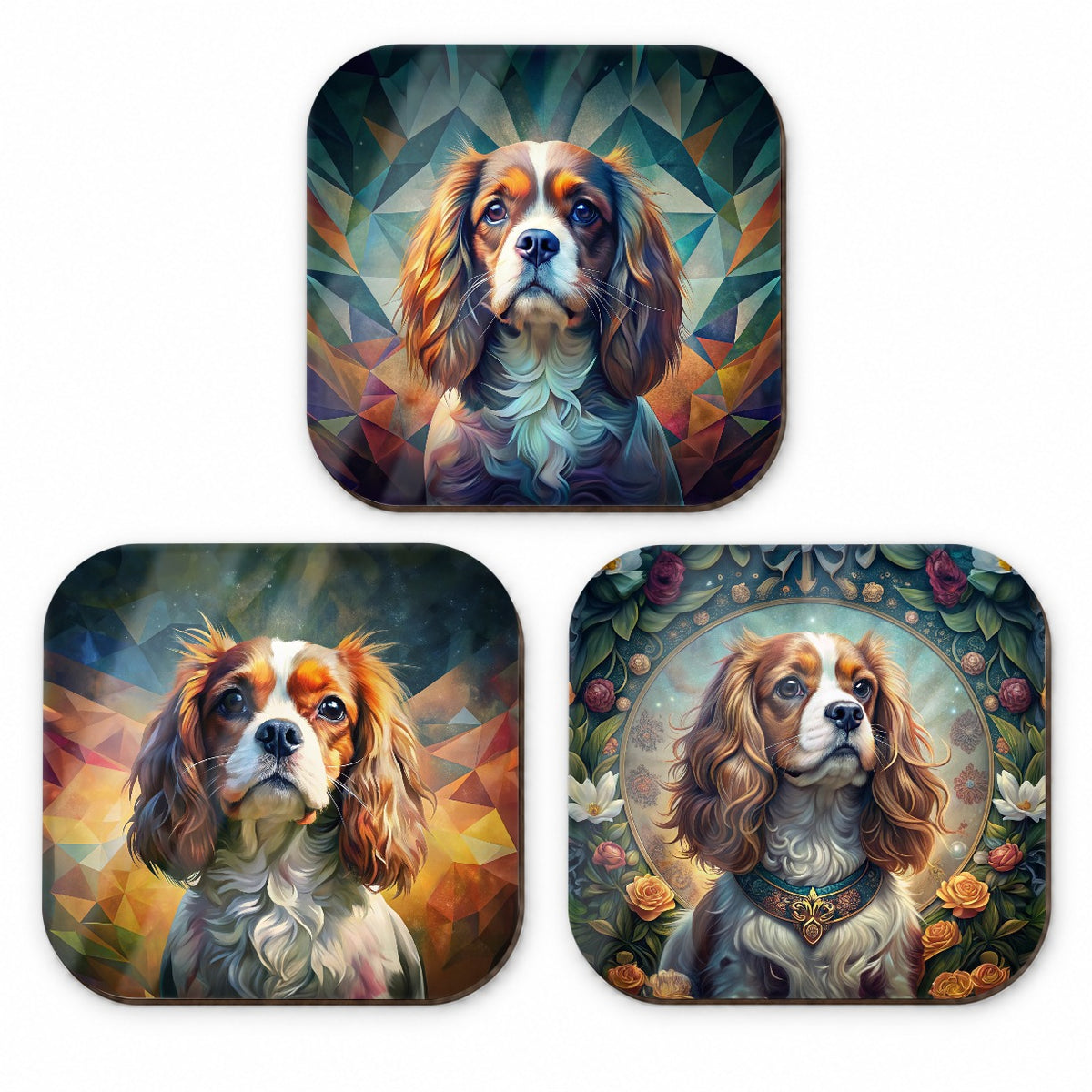 Cavalier King Charles Spaniel Dog Abstract Art Fridge Magnet Set