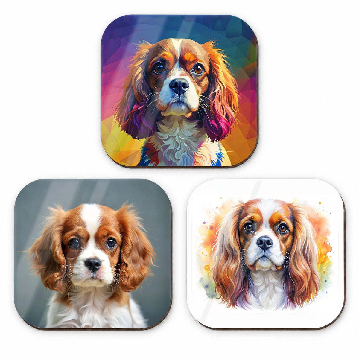 Cavalier King Charles Spaniel Dog Modern Photo Art Fridge Magnet Set