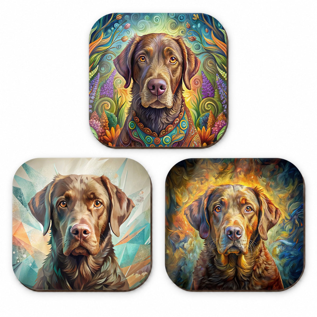 Chesapeake Bay Retriever Dog French Art Fridge Magnet Set