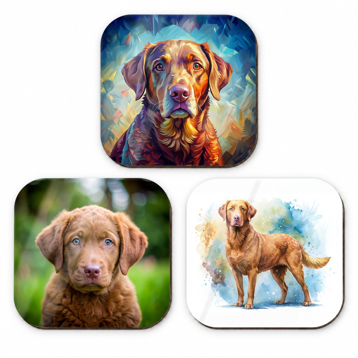 Chesapeake Bay Retriever Dog Modern Photo Art Fridge Magnet Set