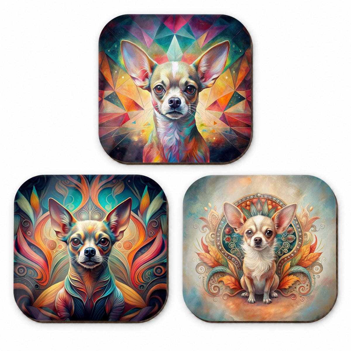 Chihuahua Dog Abstract Art Fridge Magnet Set