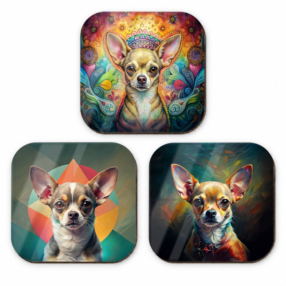Chihuahua Dog French Art Fridge Magnet Set