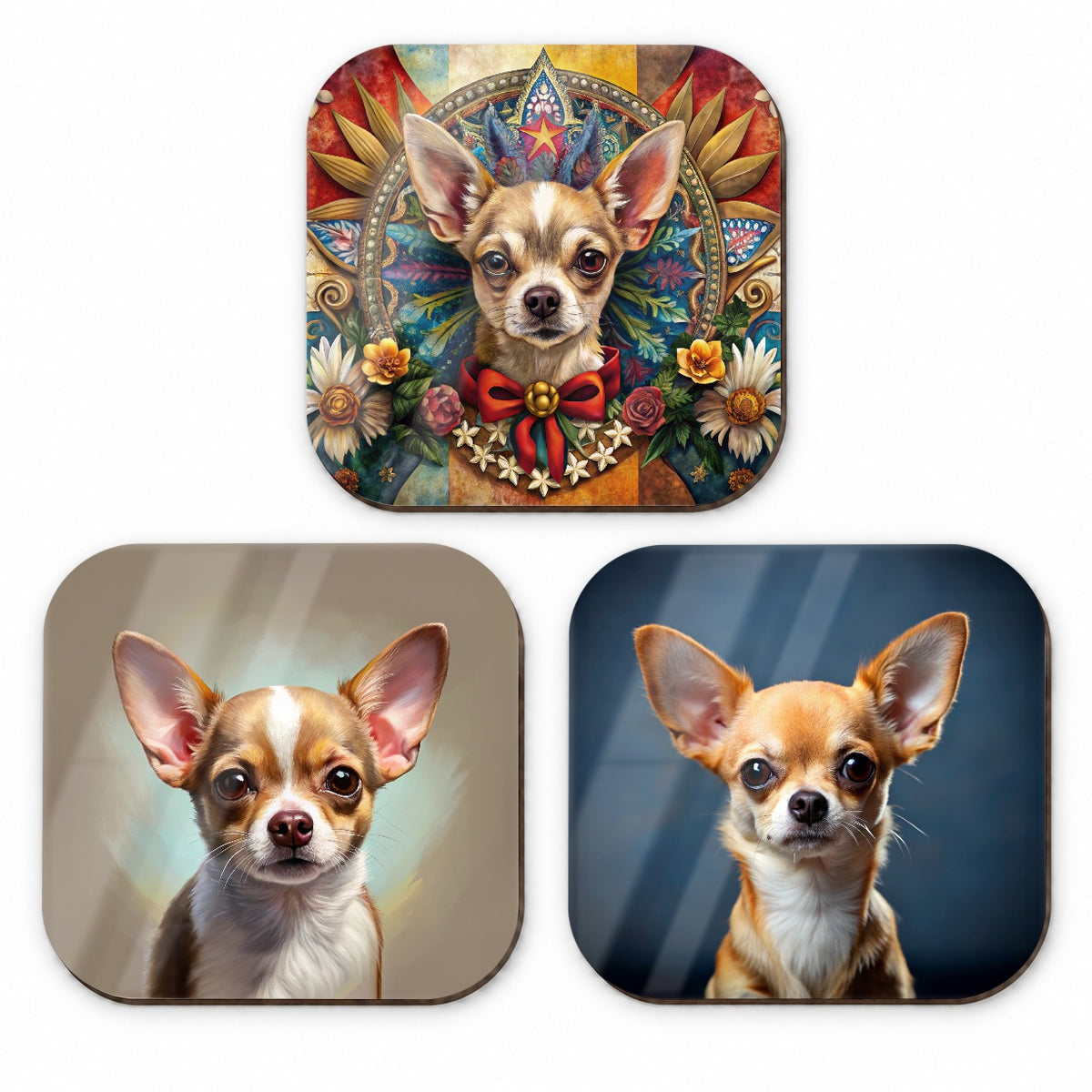 Chihuahua Dog Photo Illustration Fridge Magnet Set