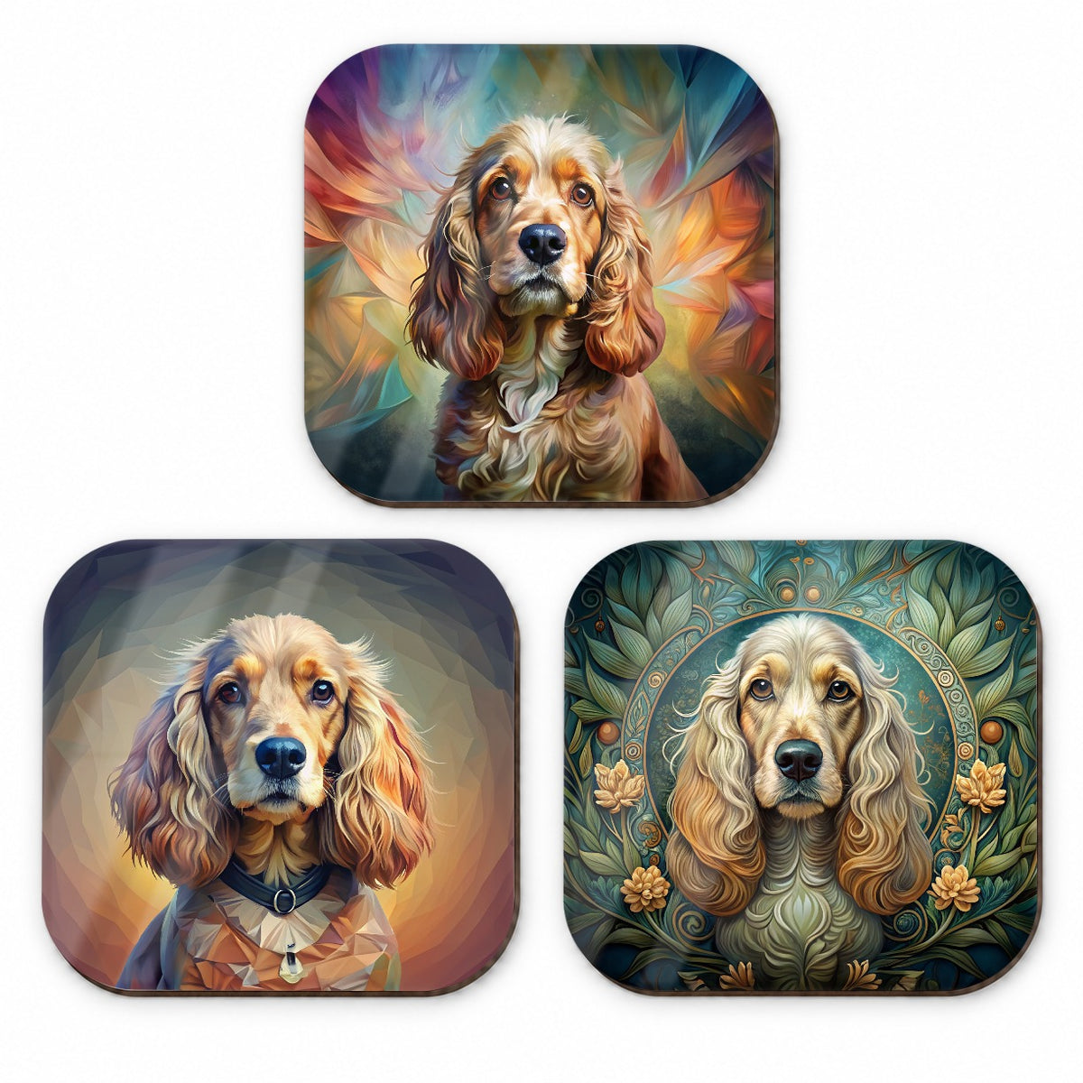 Cocker Spaniel Dog Abstract Art Fridge Magnet Set