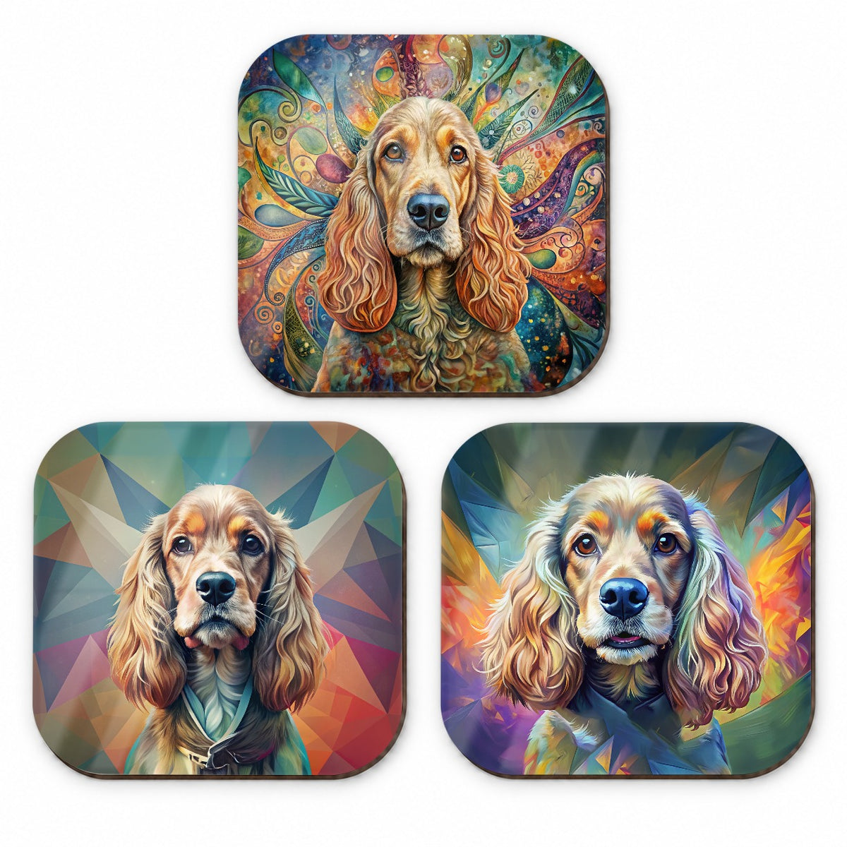 Cocker Spaniel Dog French Art Fridge Magnet Set
