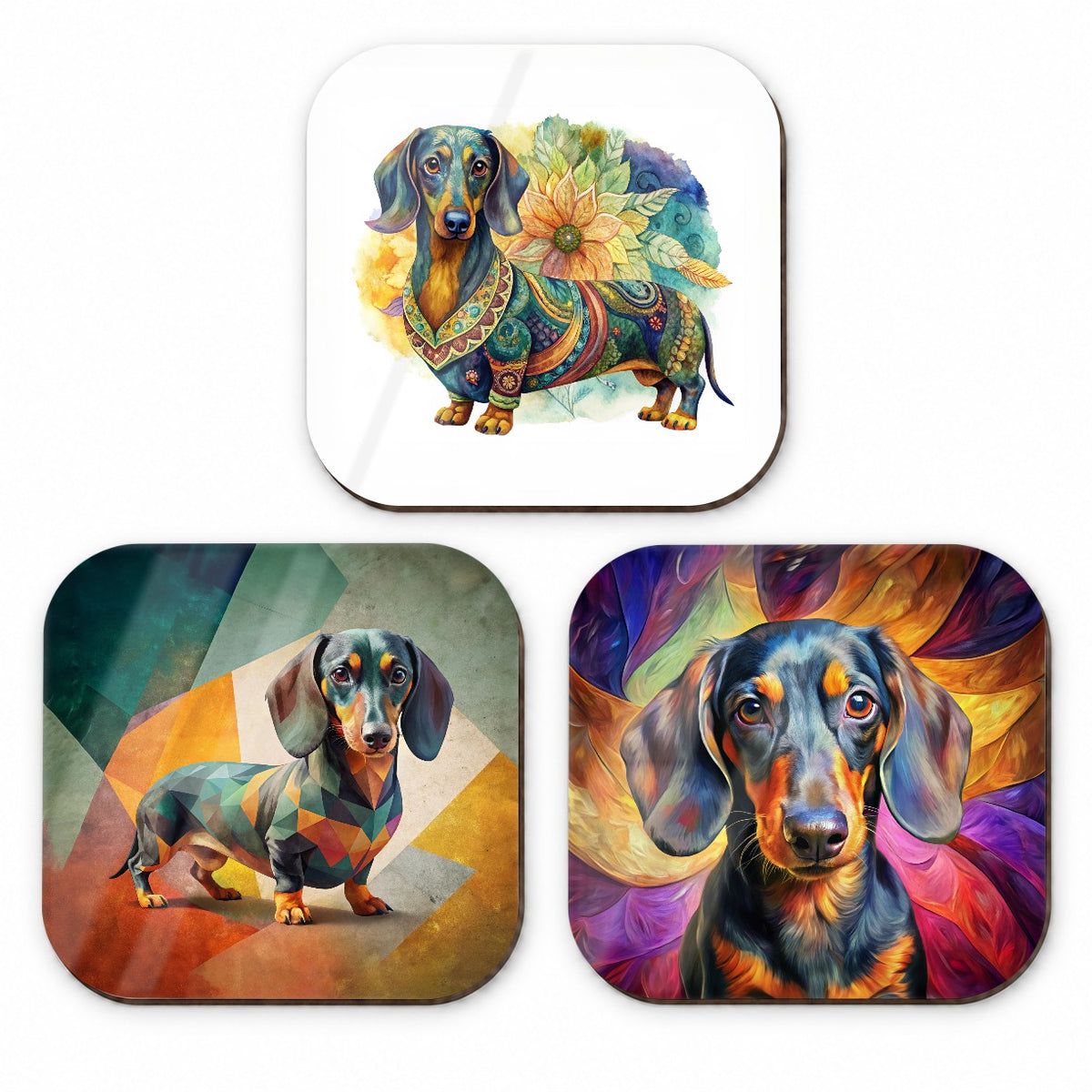 Dachshund Dog French Art Fridge Magnet Set