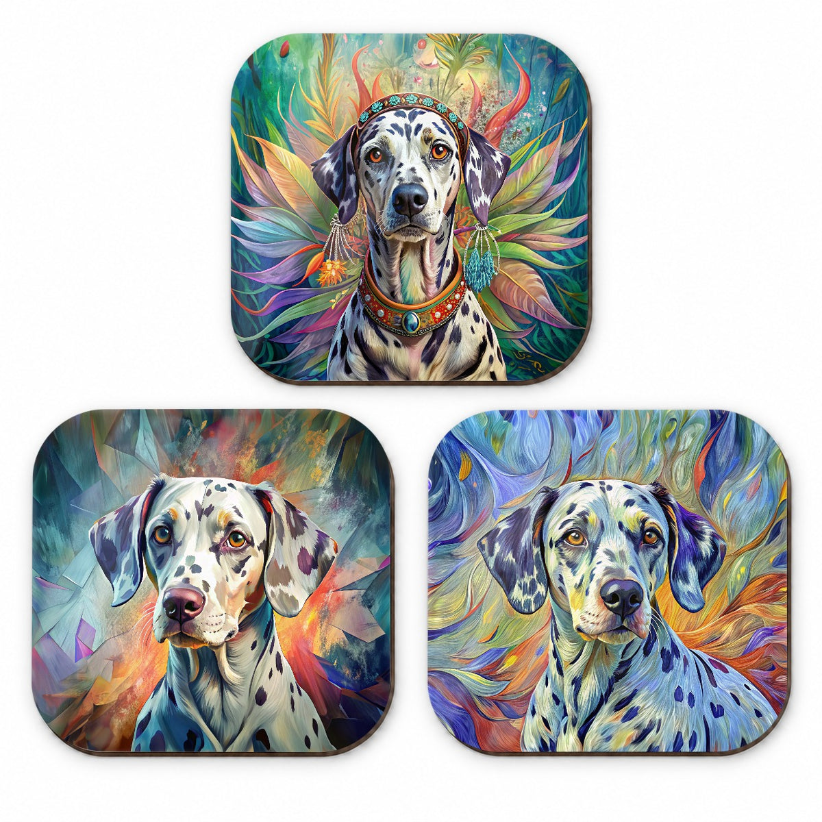 Dalmatian Dog French Art Fridge Magnet Set