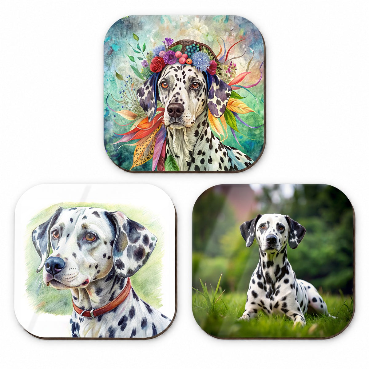 Dalmatian Dog Photo Illustration Fridge Magnet Set