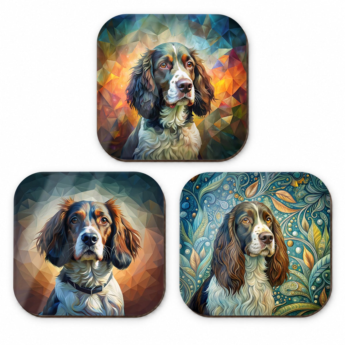 English Springer Spaniel Dog Abstract Art Fridge Magnet Set
