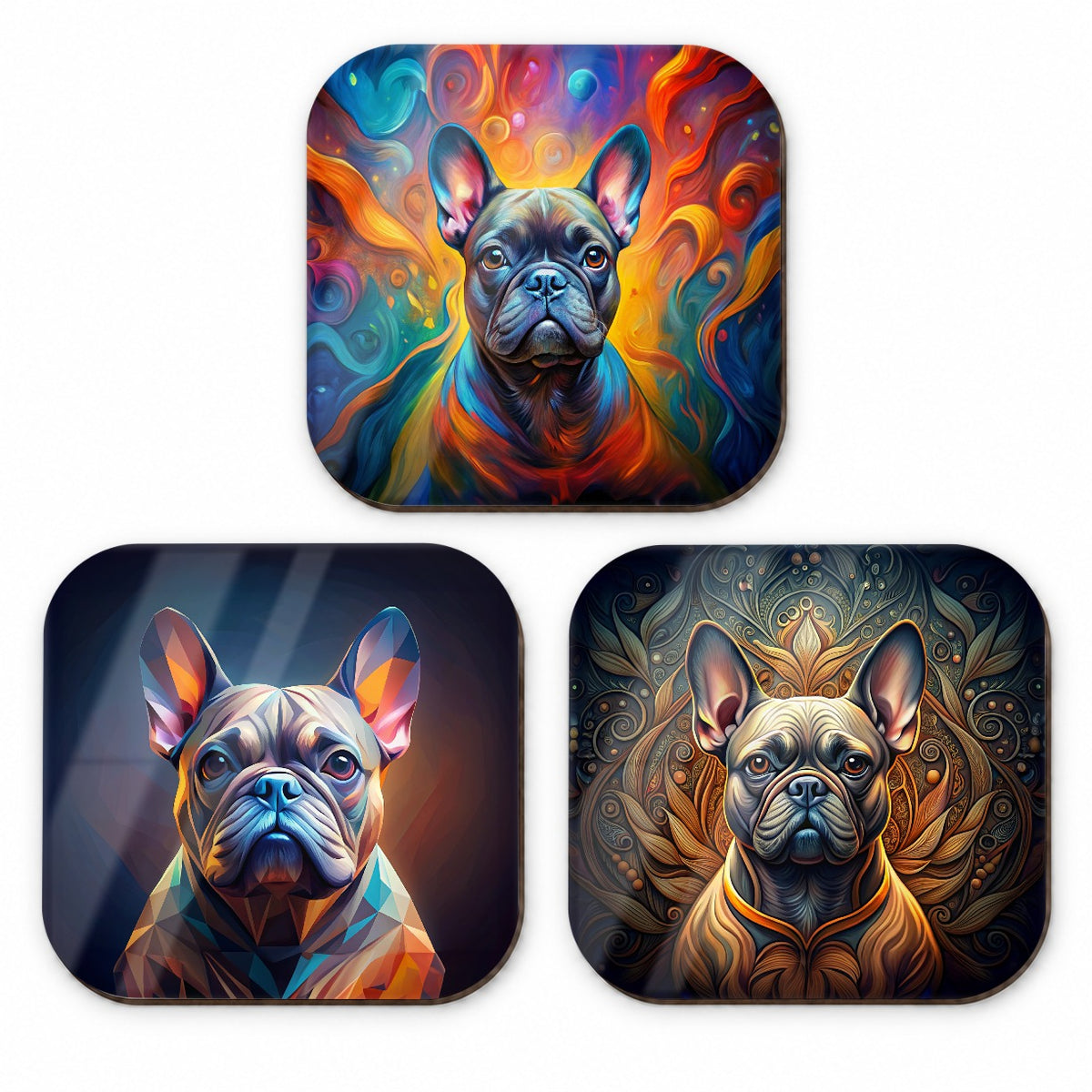 French Bulldog Frenchie Dog Abstract Art Fridge Magnet Set