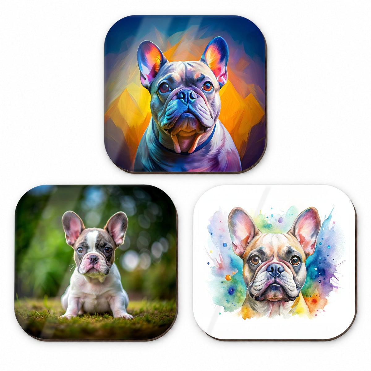 French Bulldog Frenchie Dog Modern Photo Art Fridge Magnet Set