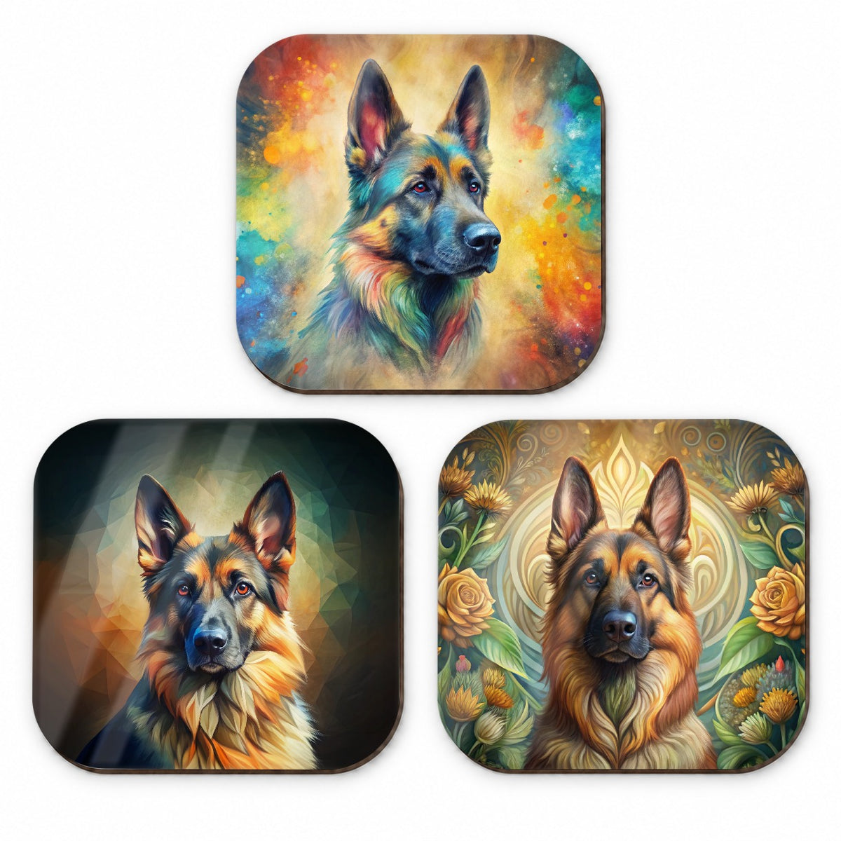 German Shepherd Dog Abstract Art Fridge Magnet Set