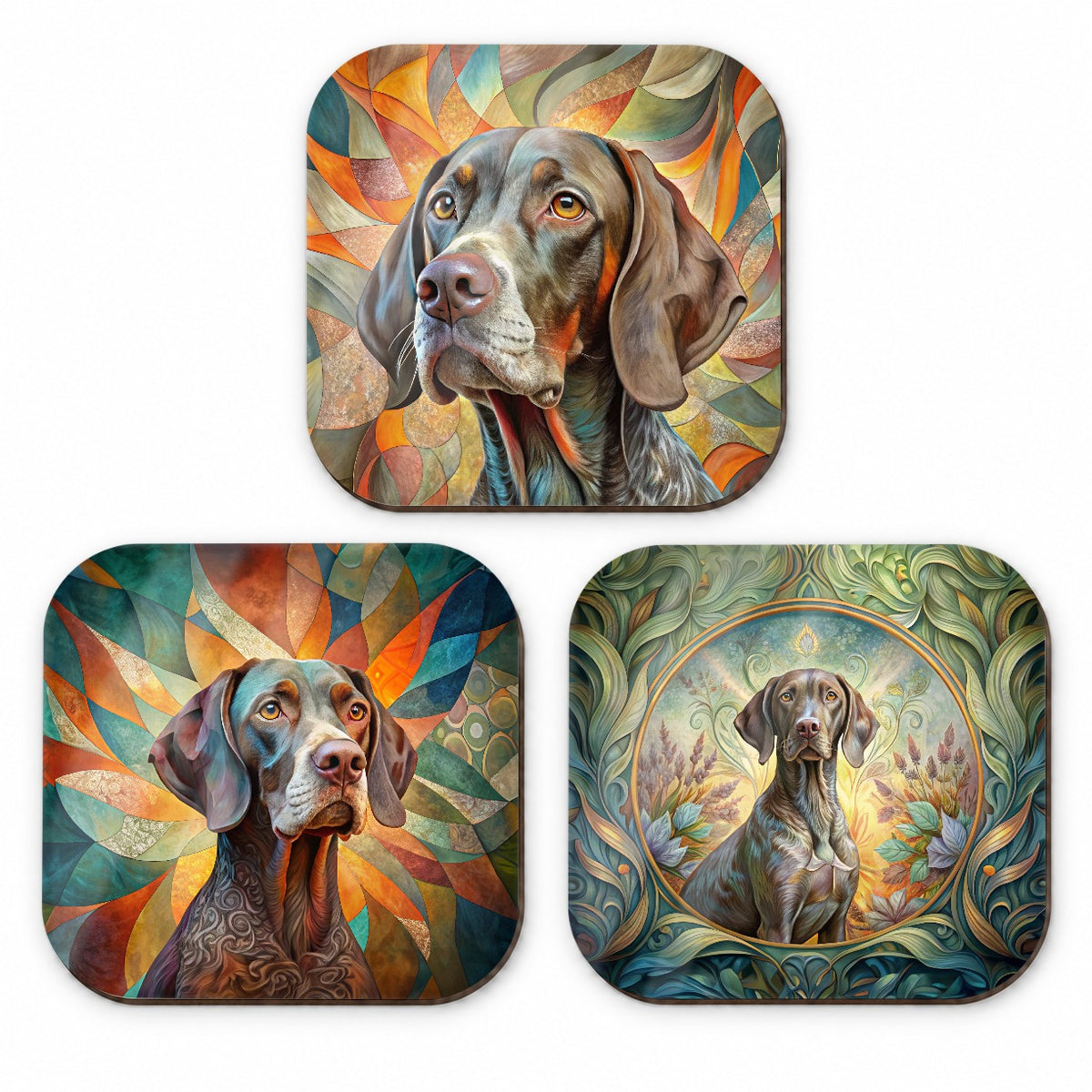 German Shorthaired Pointer Dog Abstract Art Fridge Magnet Set