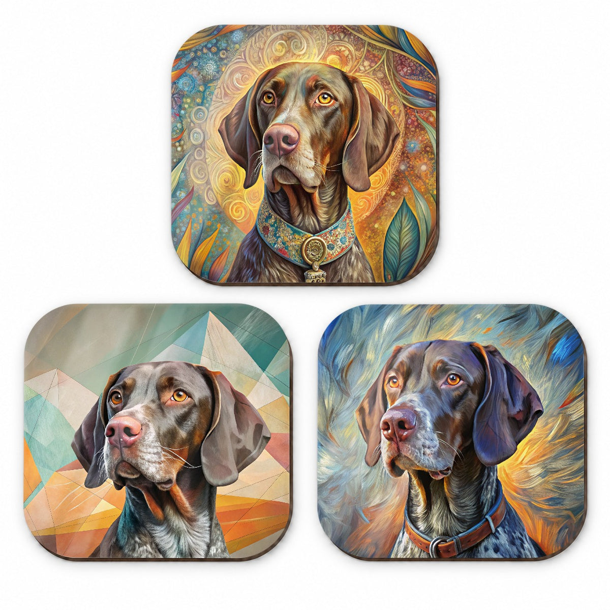 German Shorthaired Pointer Dog French Art Fridge Magnet Set