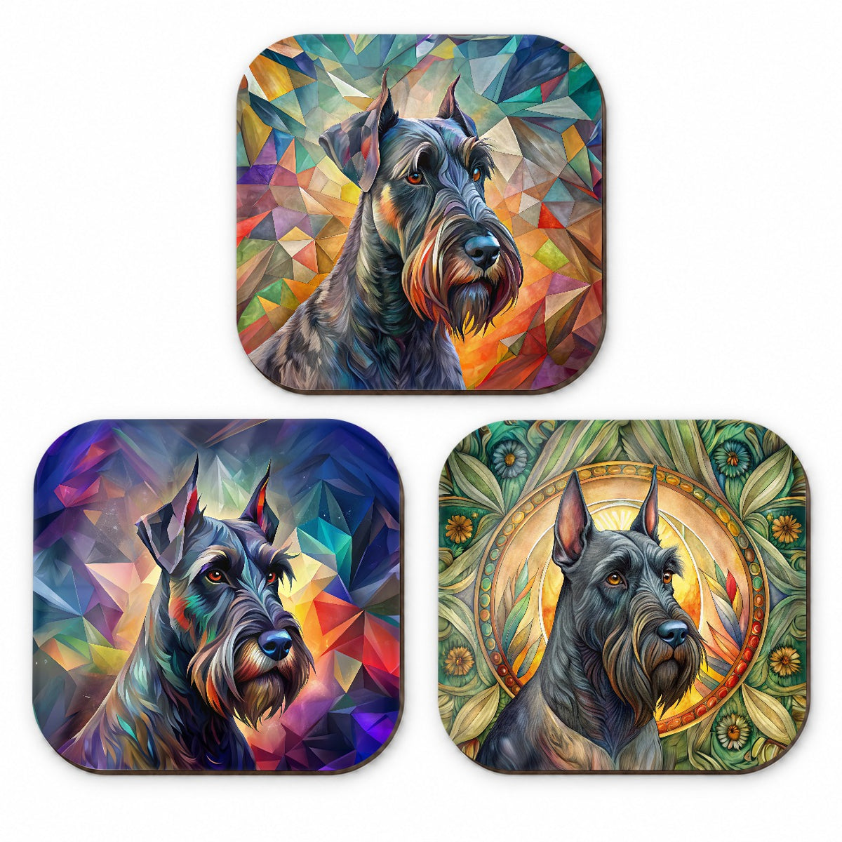 Giant Schnauzer Dog Abstract Art Fridge Magnet Set