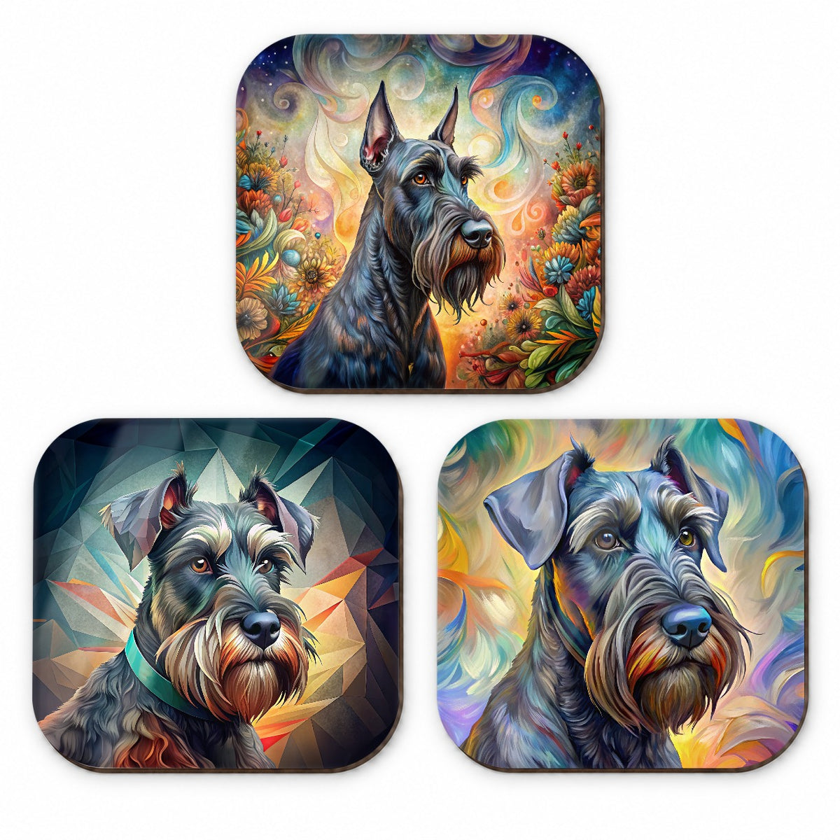 Giant Schnauzer Dog French Art Fridge Magnet Set