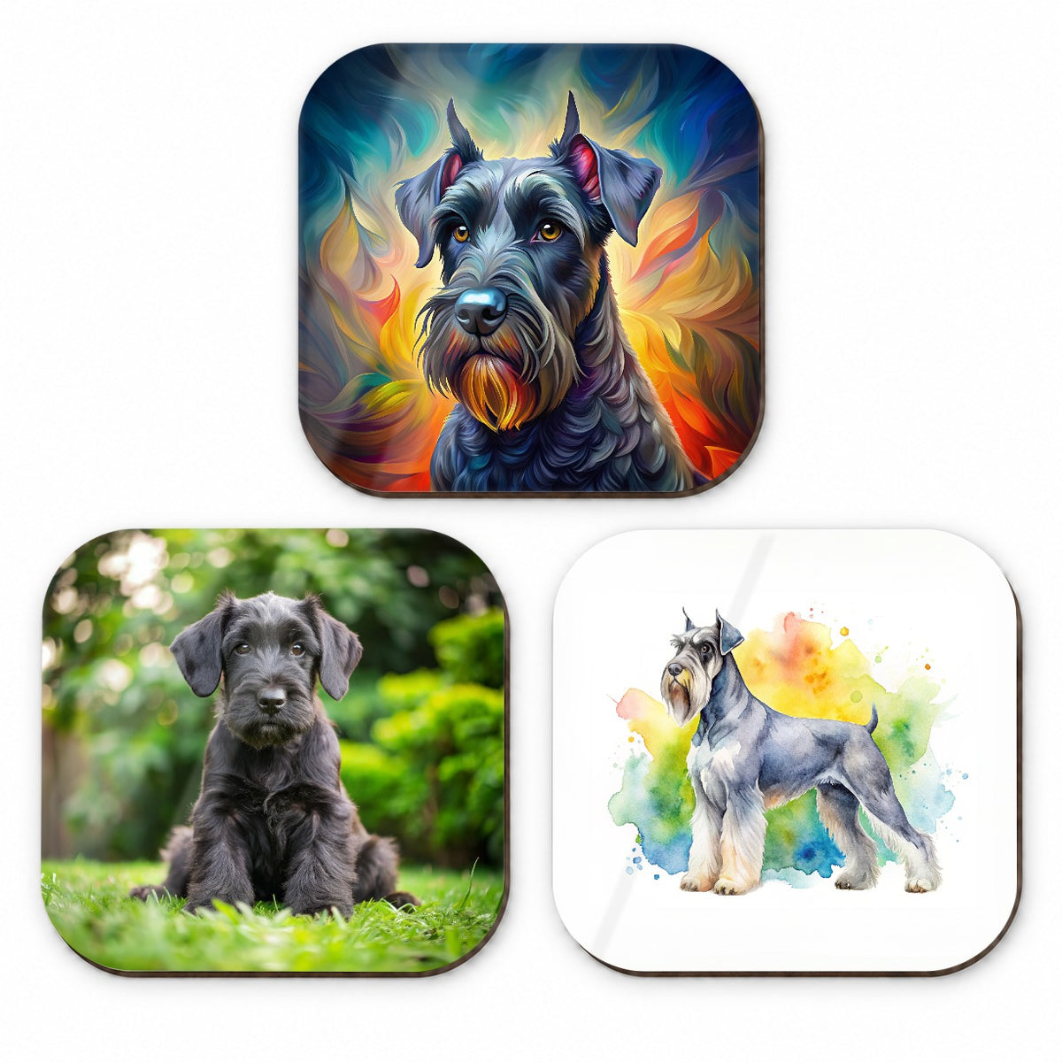 Giant Schnauzer Dog Modern Photo Art Fridge Magnet Set