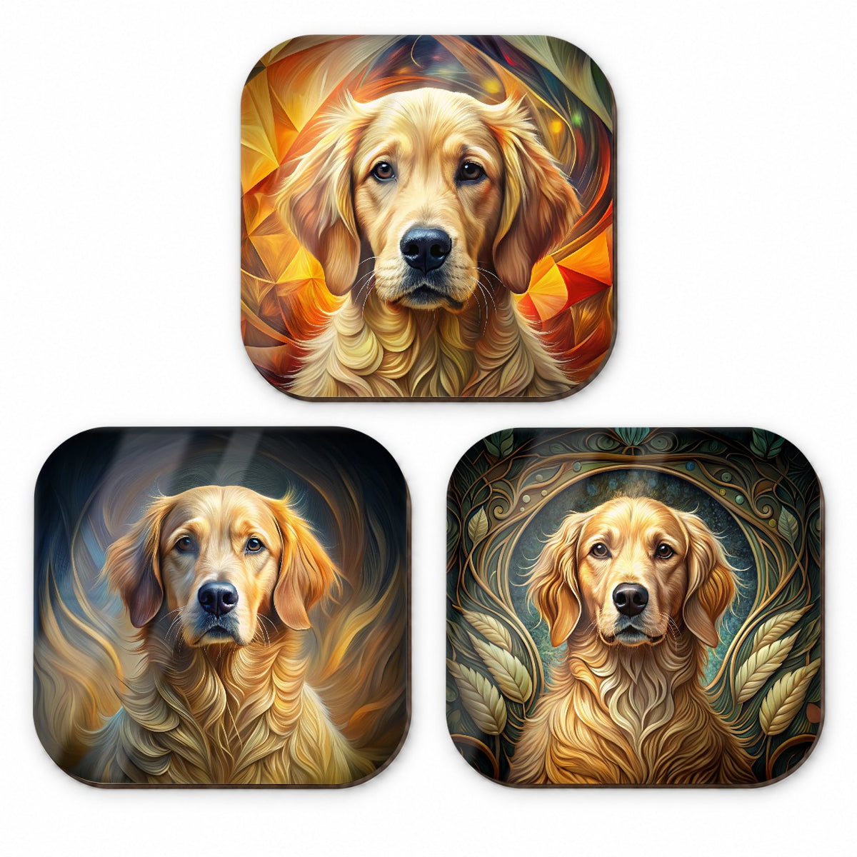 Golden Retriever Dog Abstract Art Fridge Magnet Set