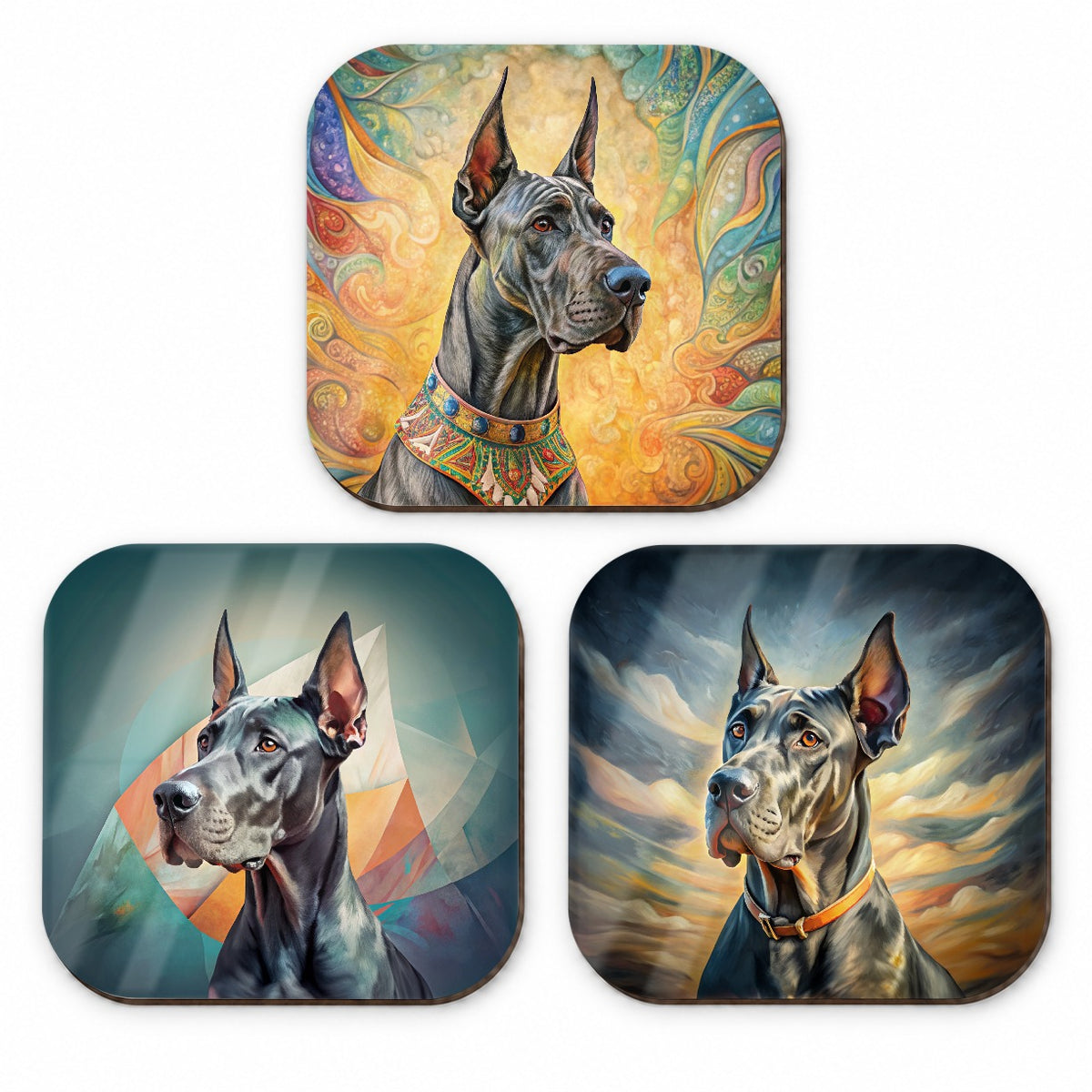 Great Dane Dog French Art Fridge Magnet Set