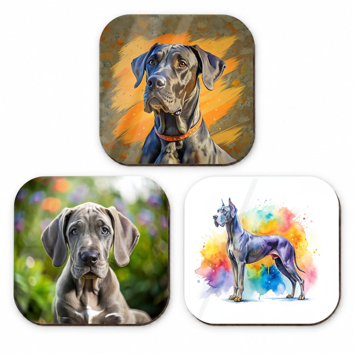 Great Dane Dog Modern Photo Art Fridge Magnet Set
