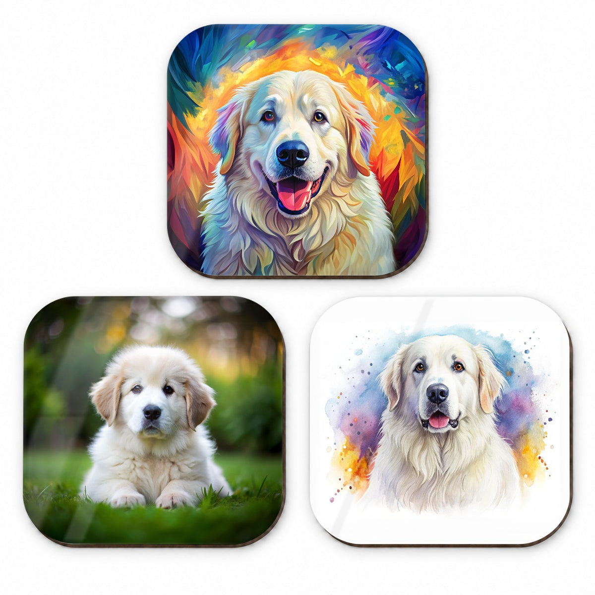 Great Pyrenees Dog Modern Photo Art Fridge Magnet Set