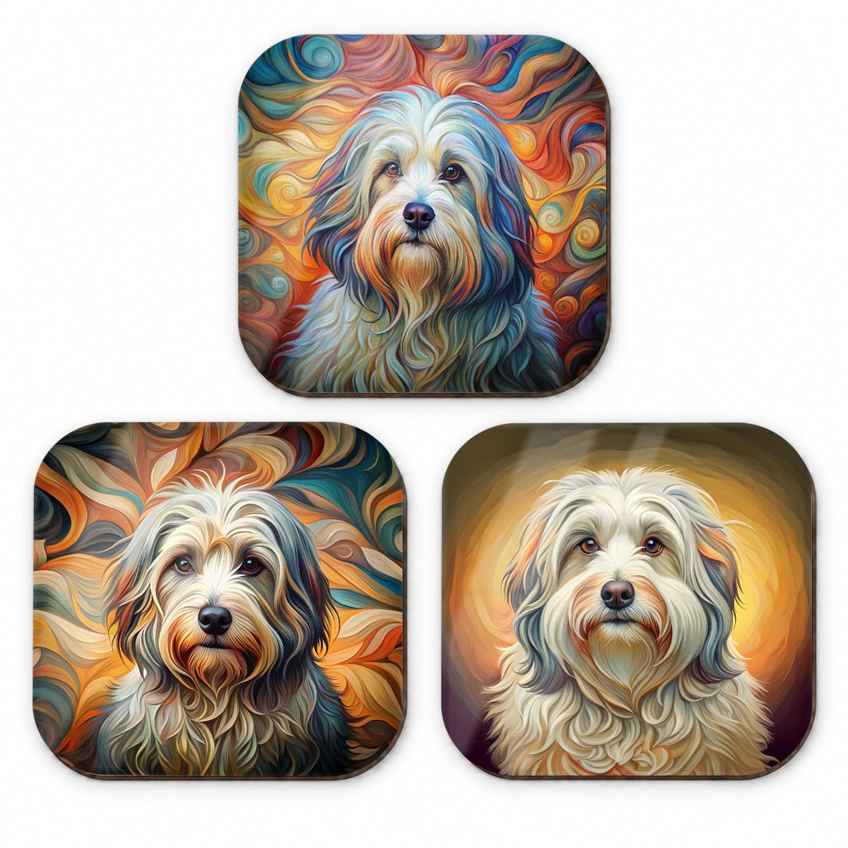 Havanese Dog Abstract Art Fridge Magnet Set