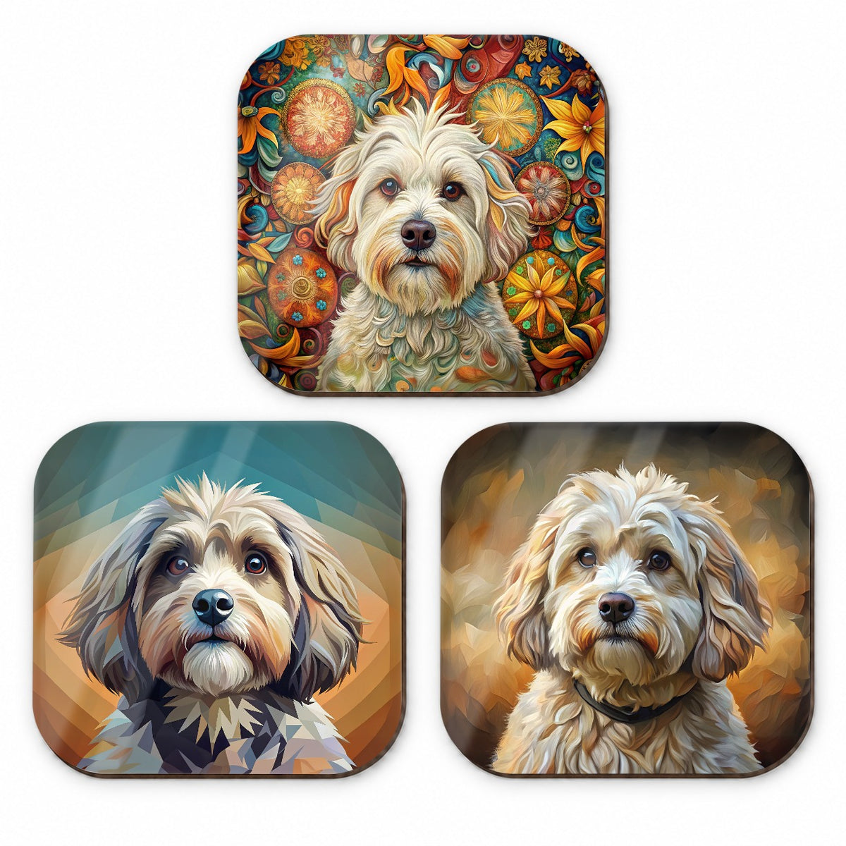 Havanese Dog French Art Fridge Magnet Set
