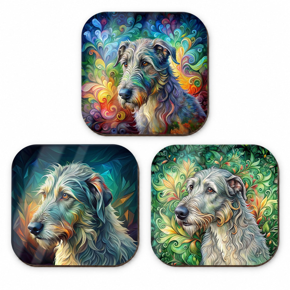 Irish Wolfhound Dog Abstract Art Fridge Magnet Set