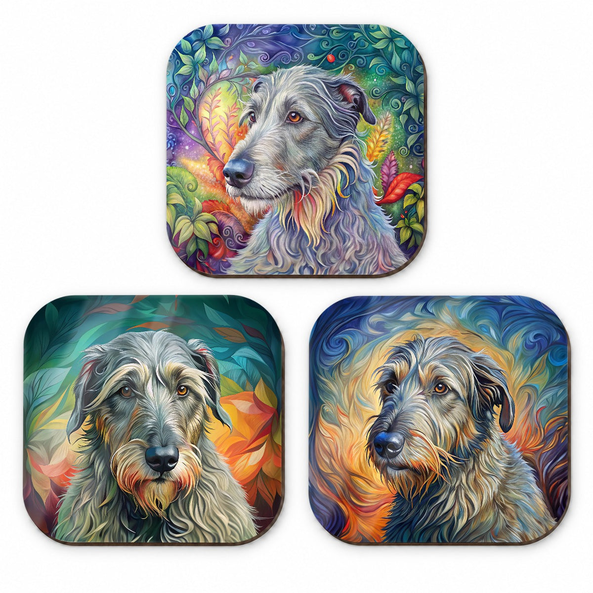 Irish Wolfhound Dog French Art Fridge Magnet Set