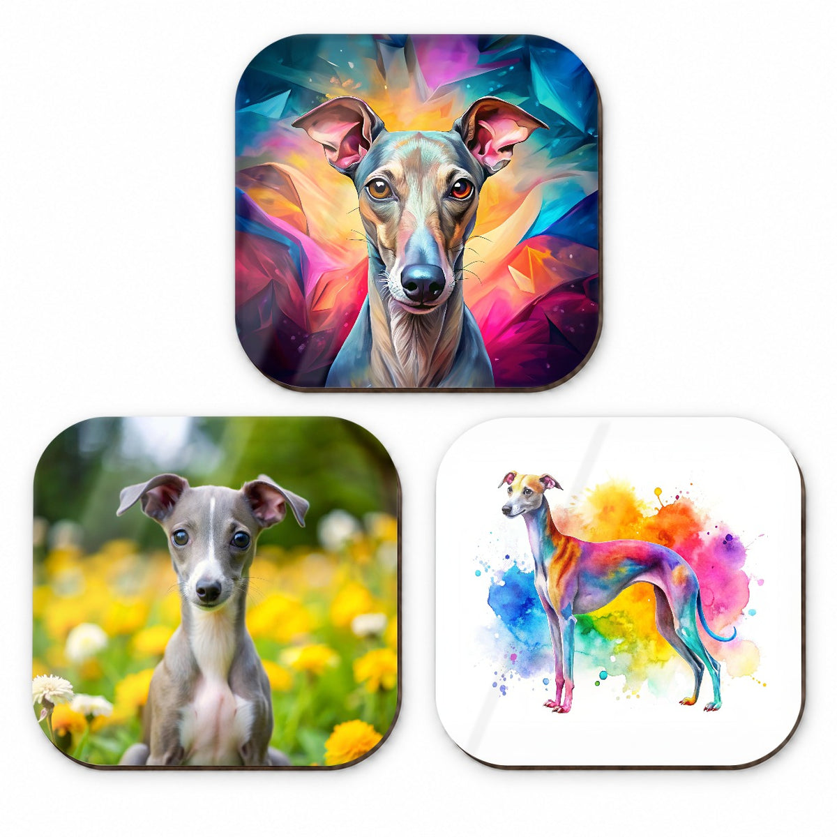 Italian Greyhound Dog Modern Photo Art Fridge Magnet Set