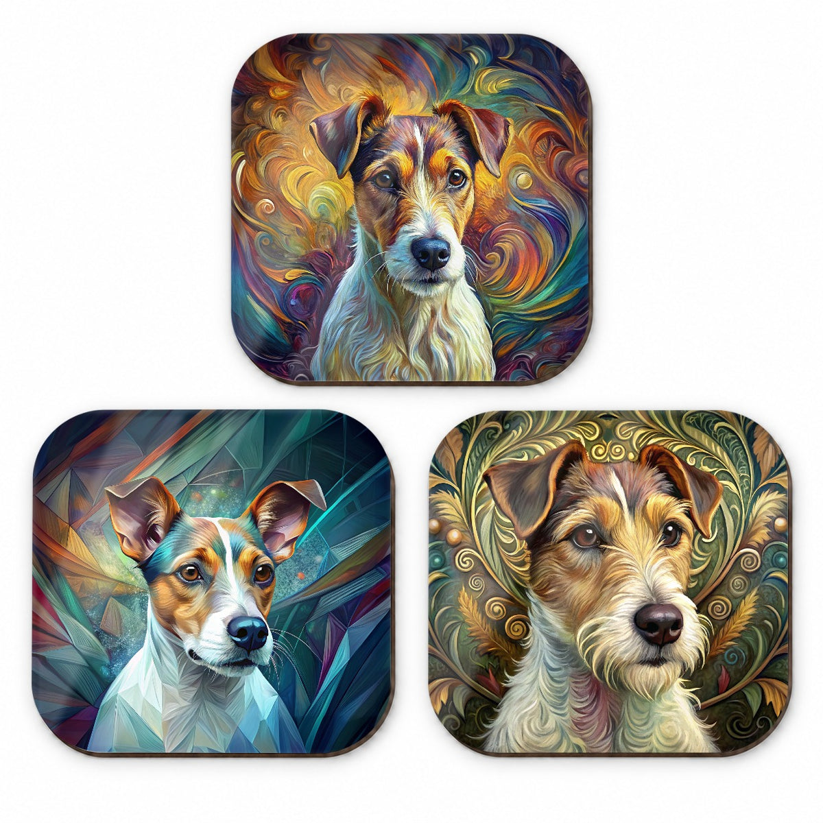 Jack Russell Terrier Dog Abstract Art Fridge Magnet Set