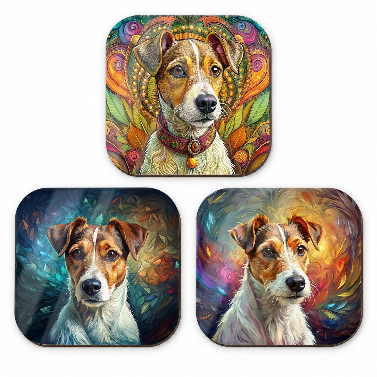 Jack Russell Terrier Dog French Art Fridge Magnet Set