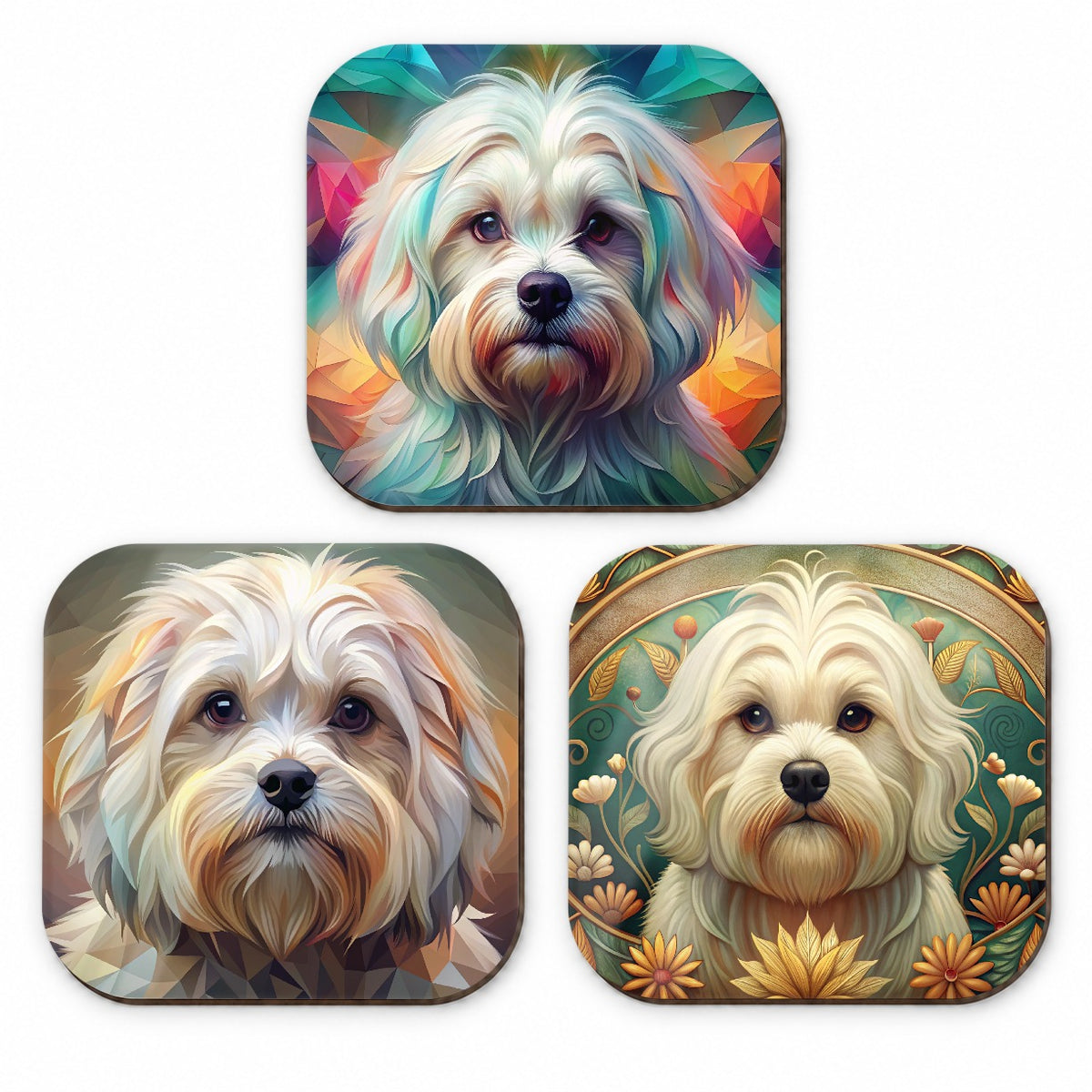 Maltese Dog Abstract Art Fridge Magnet Set