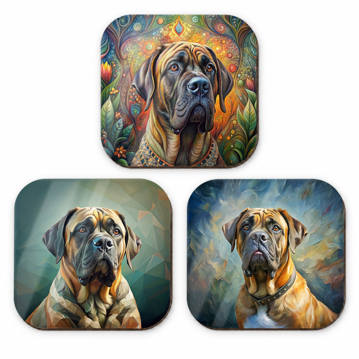 Mastiff Dog French Art Fridge Magnet Set