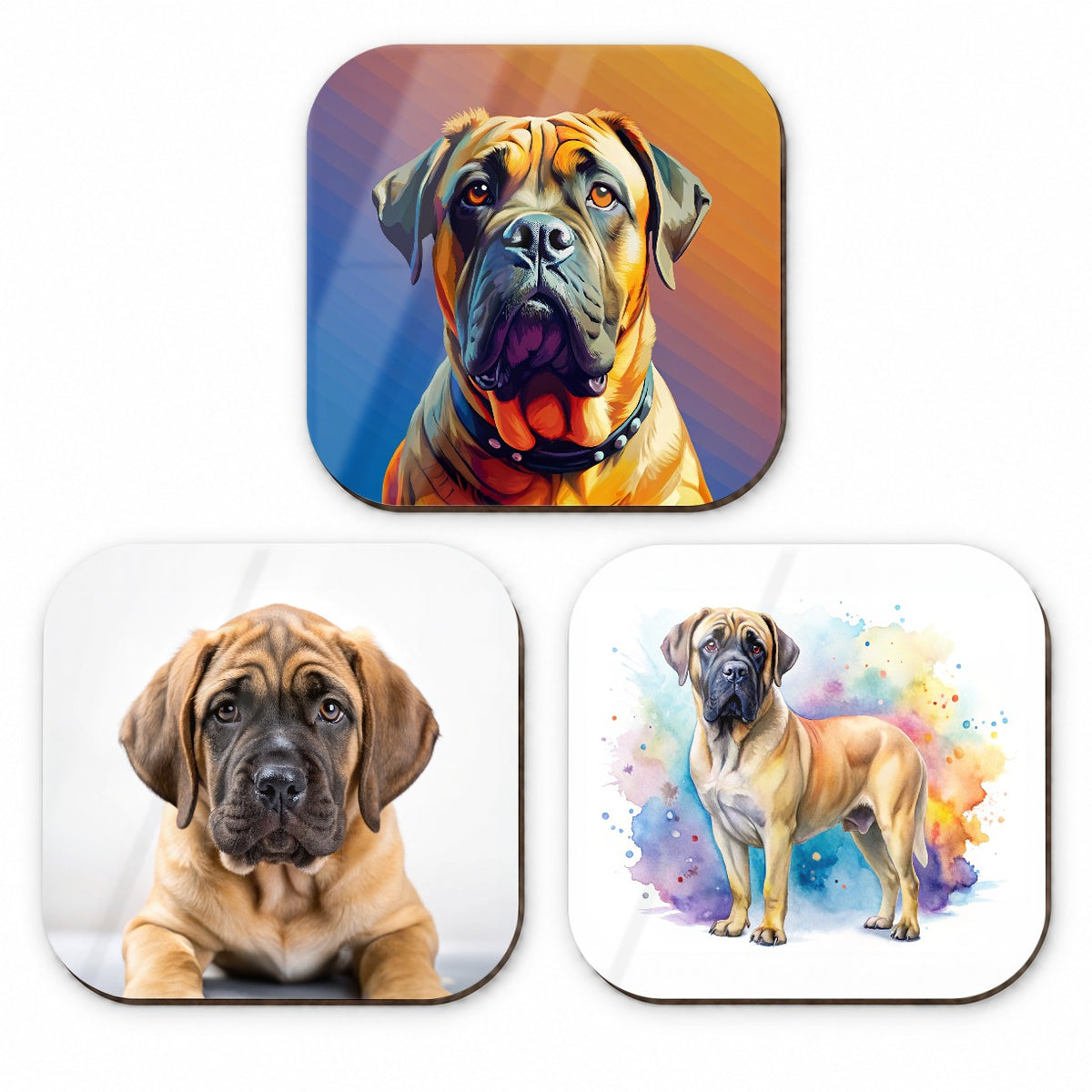 Mastiff Dog Modern Photo Art Fridge Magnet Set