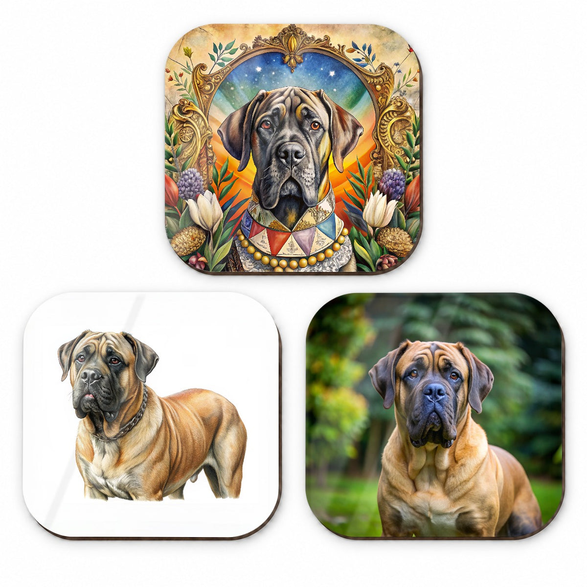 Mastiff Dog Photo Illustration Fridge Magnet Set