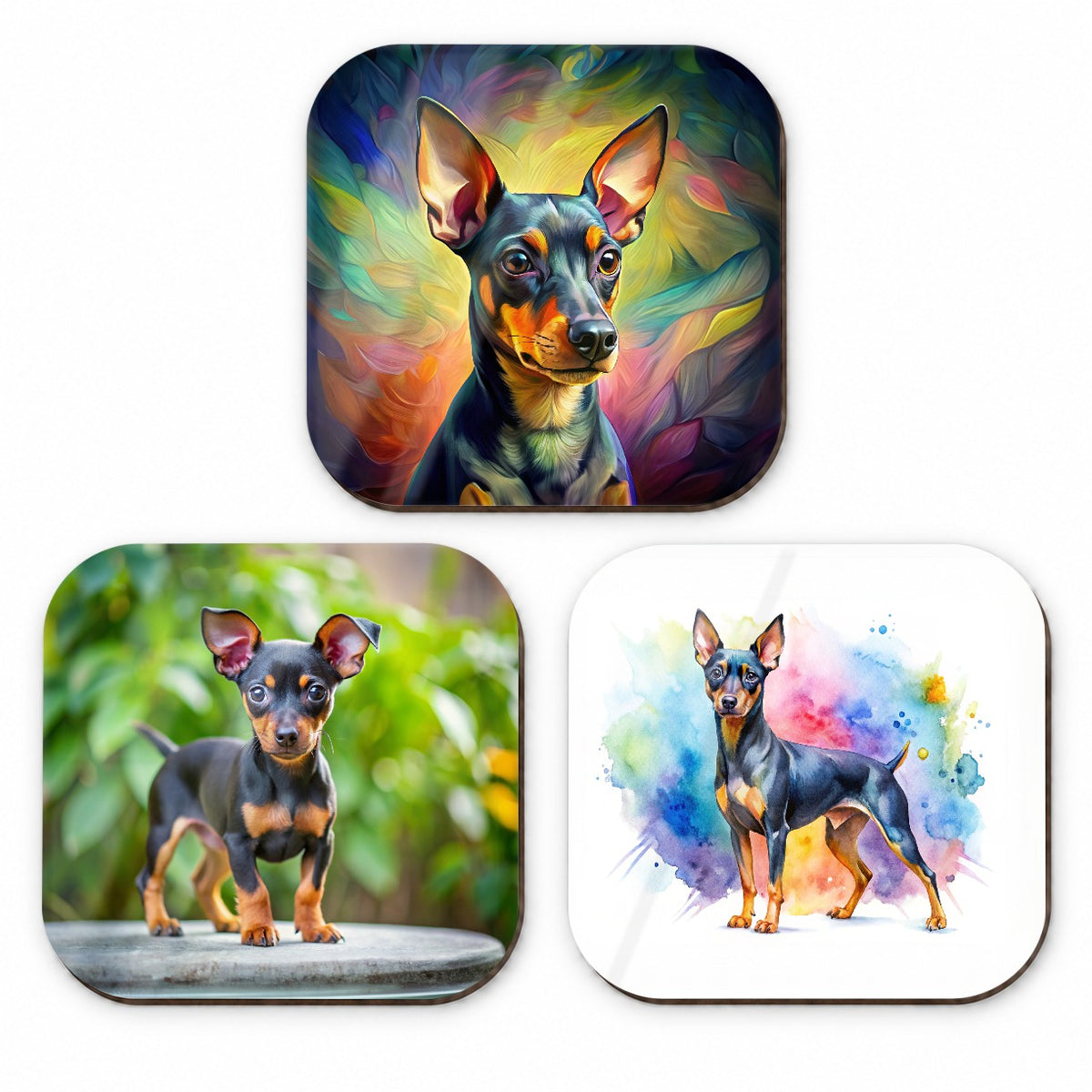 Miniature Pinscher Dog Modern Photo Art Fridge Magnet Set
