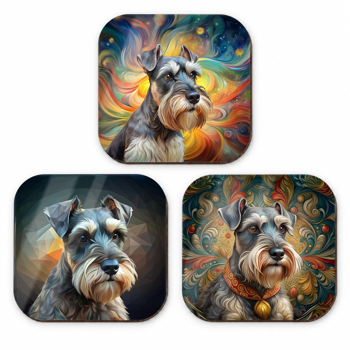 Miniature Schnauzer Dog Abstract Art Fridge Magnet Set
