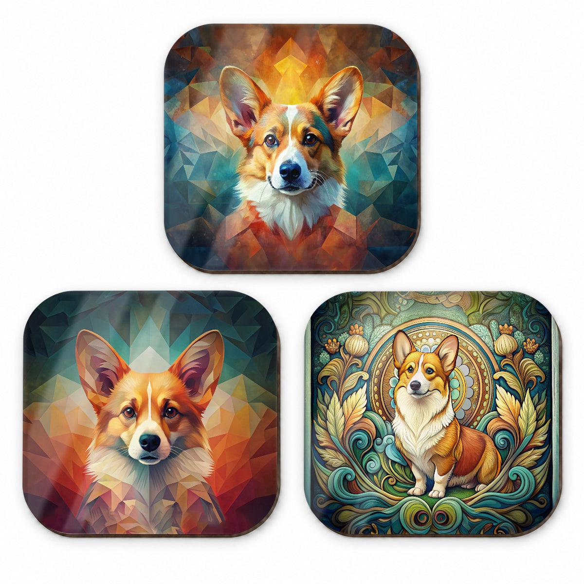 Pembroke Welsh Corgi Dog Abstract Art Fridge Magnet Set