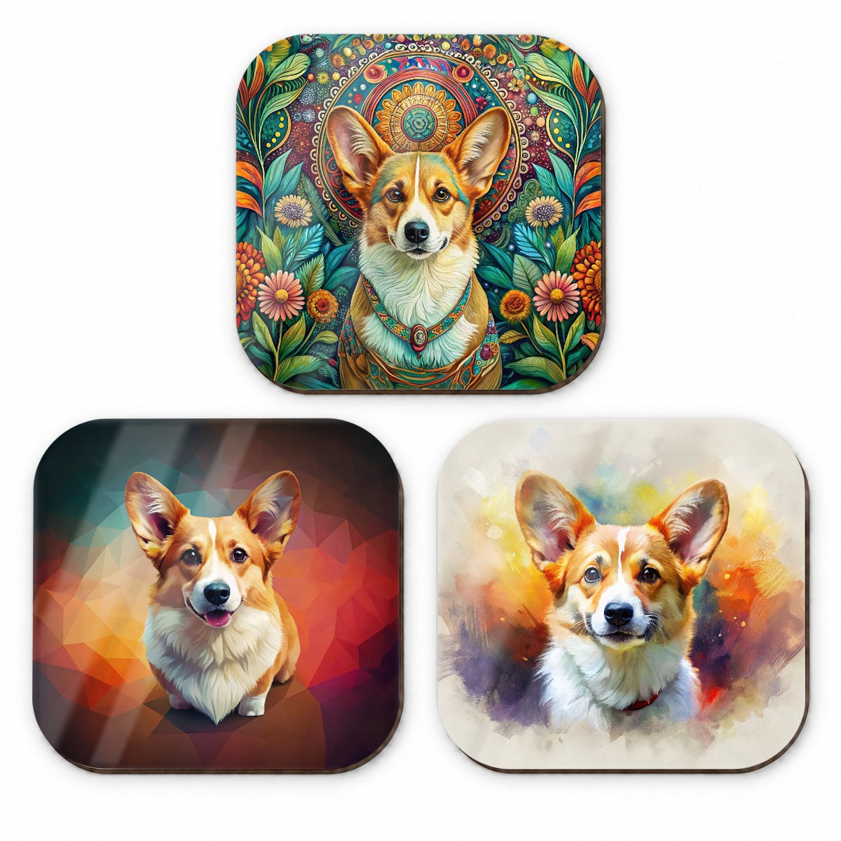 Pembroke Welsh Corgi Dog French Art Fridge Magnet Set