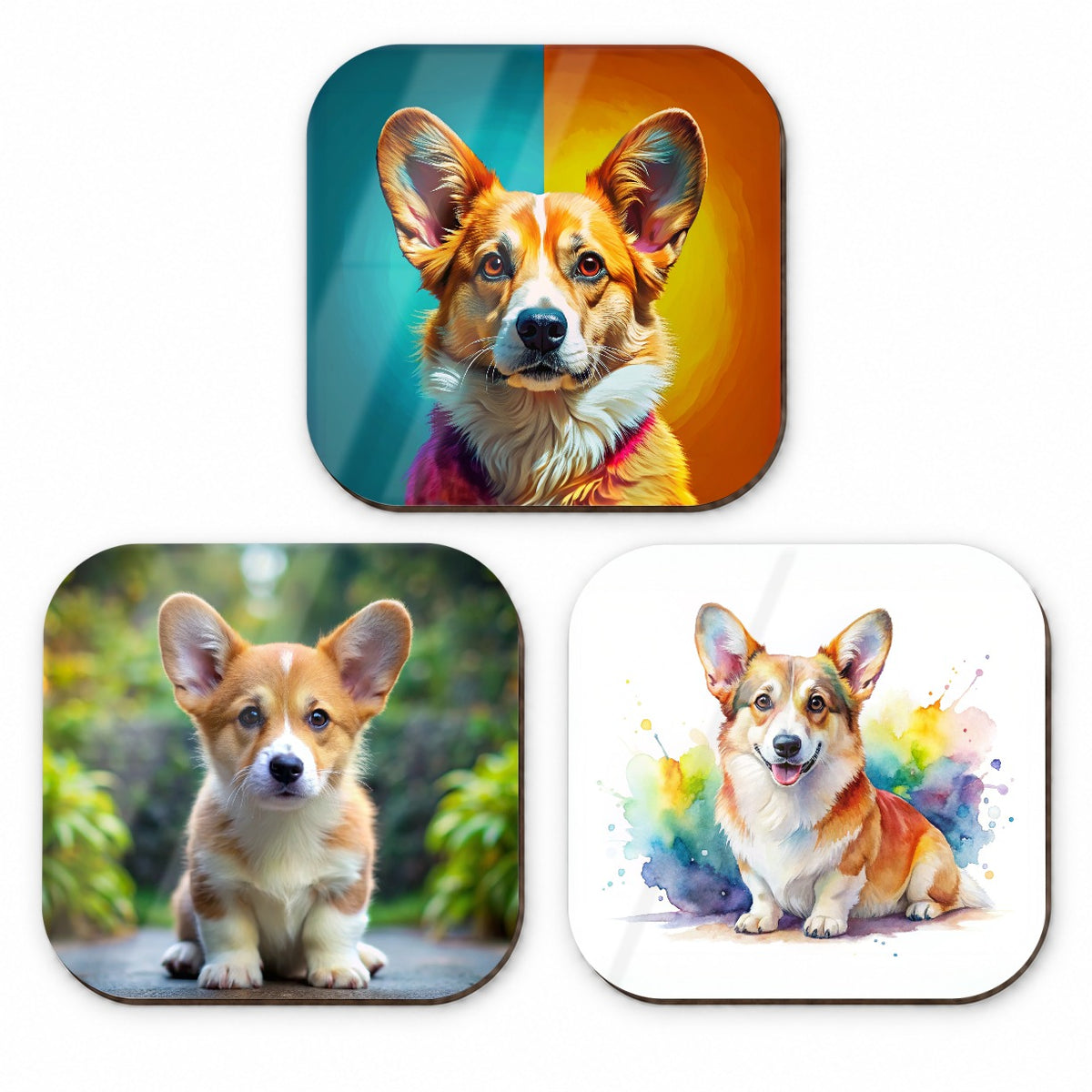 Pembroke Welsh Corgi Dog Modern Photo Art Fridge Magnet Set