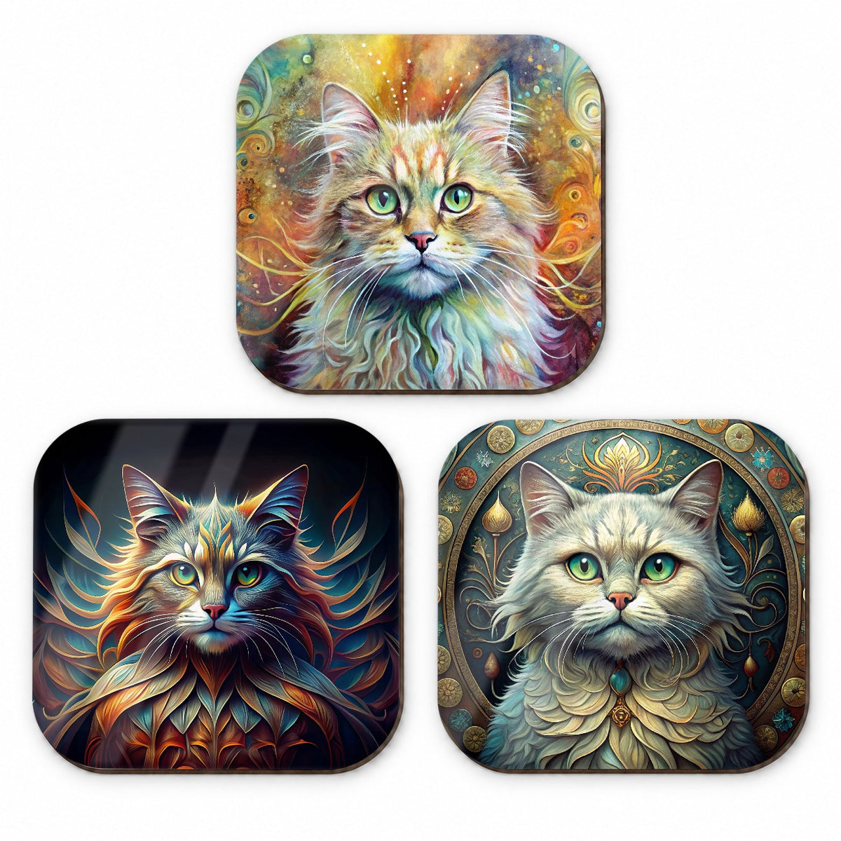 Persian Cat Abstract Art Fridge Magnet Set