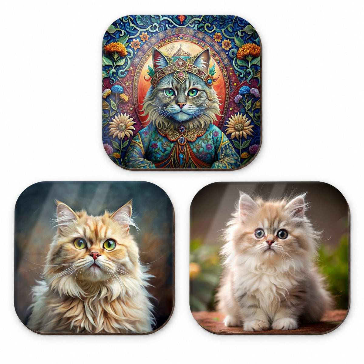 Persian Cat Photo Illustration Fridge Magnet Set