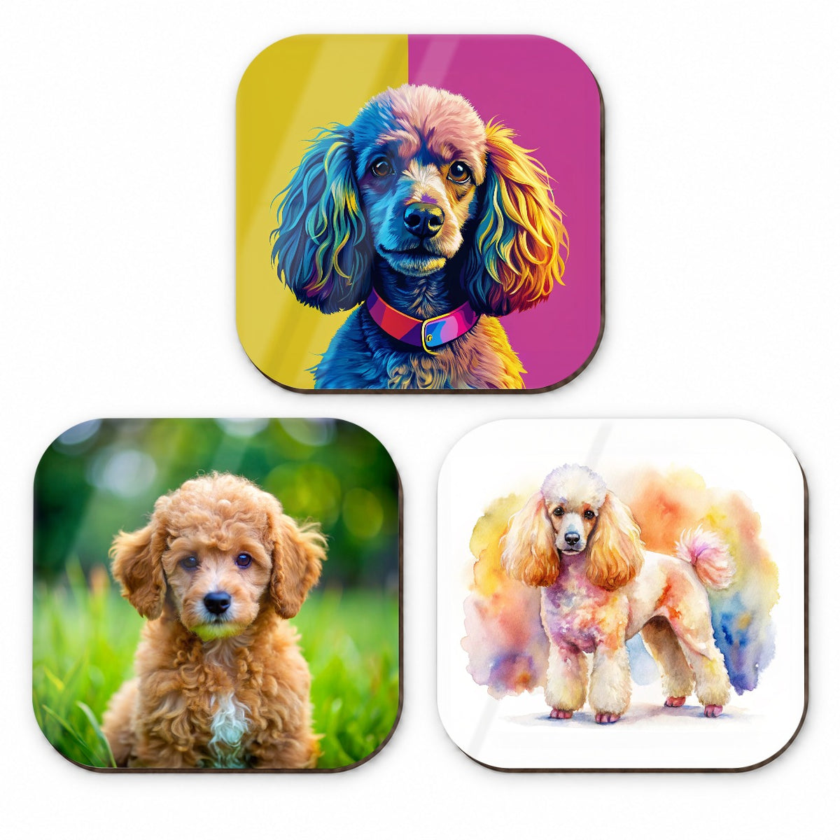 Poodle Dog Modern Photo Art Fridge Magnet Set
