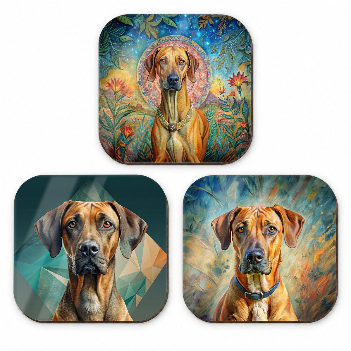Rhodesian Ridgeback Dog French Art Fridge Magnet Set